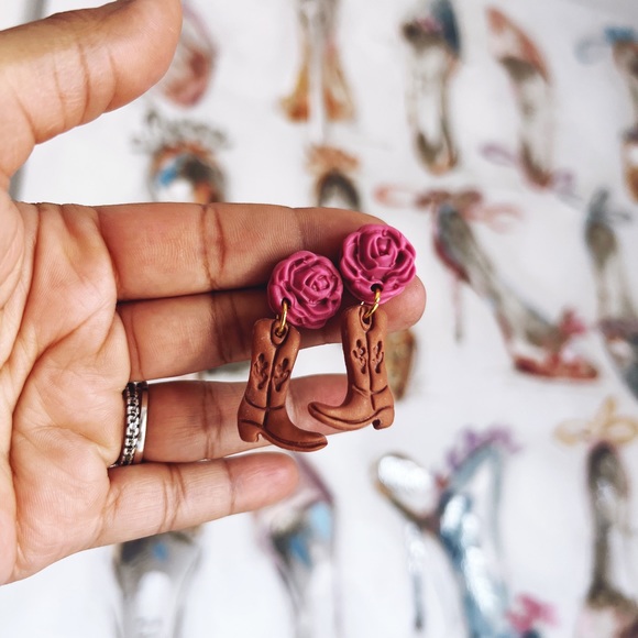 Cowgirl Boots + Rose Earrings - Picture 3 of 7